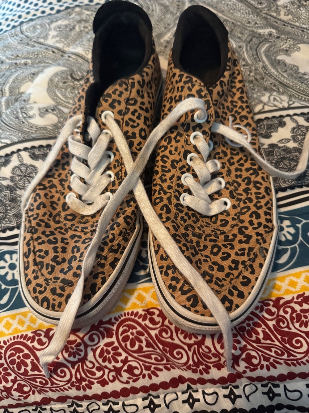 Vans Leopard Print Canvas Sneakers with White Laces